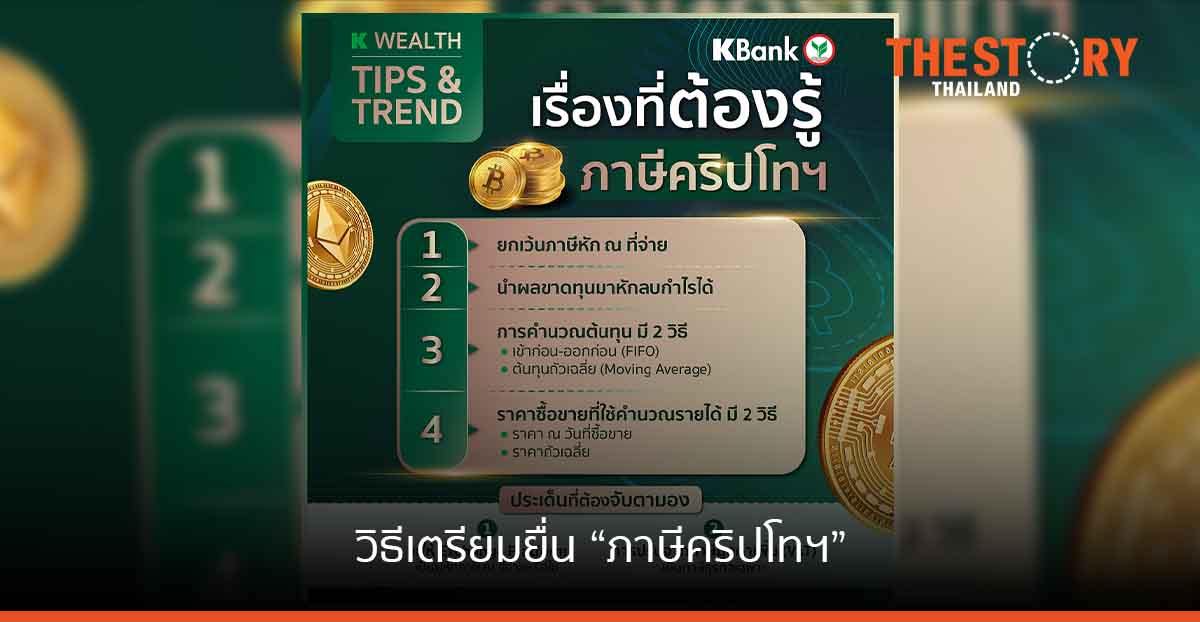 ธนาคารกสิกรไทยแนะวิธีเตรียมยื่น “ภาษีคริปโทฯ”