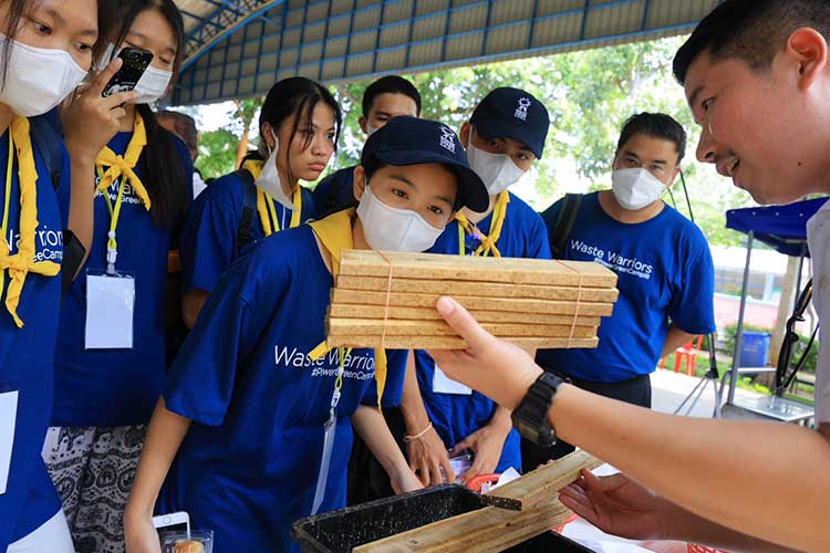 น้องแอมสนใจการขูดไข่หนอนแมลงวันลายจากท่อนไม้