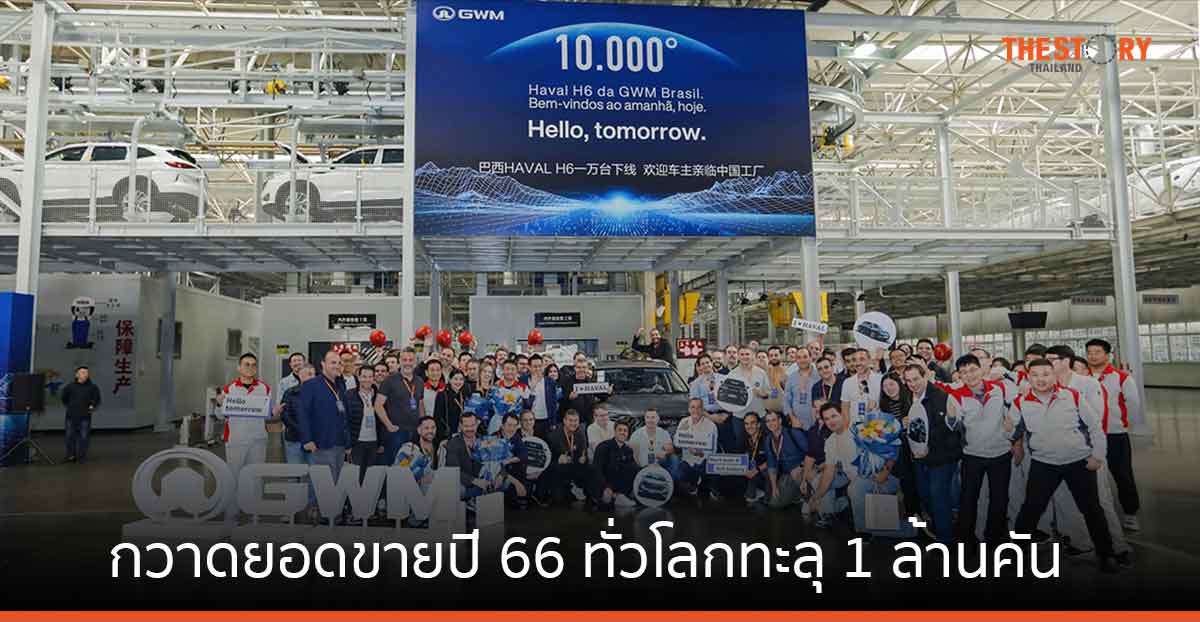 GWM กวาดยอดขายปี 66 ทั่วโลกทะลุ 1 ล้านคัน ติดต่อกันเป็นปีที่ 8