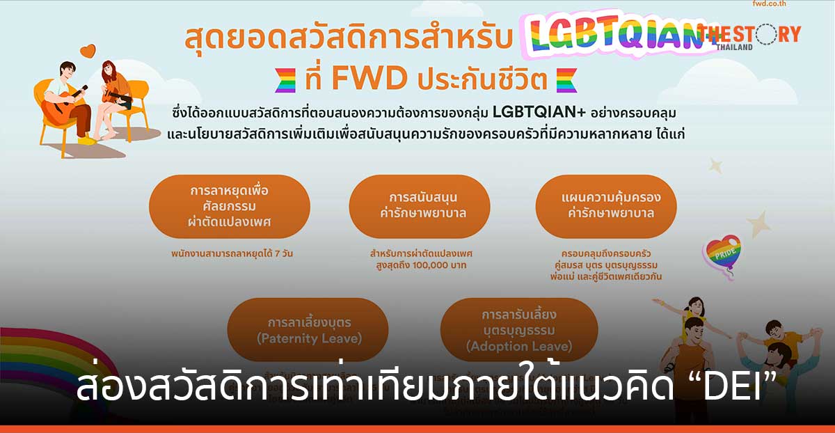 ต้อนรับ “Pride Month” ส่องสวัสดิการเท่าเทียมภายใต้แนวคิด “DEI” ที่ FWD ประกันชีวิต