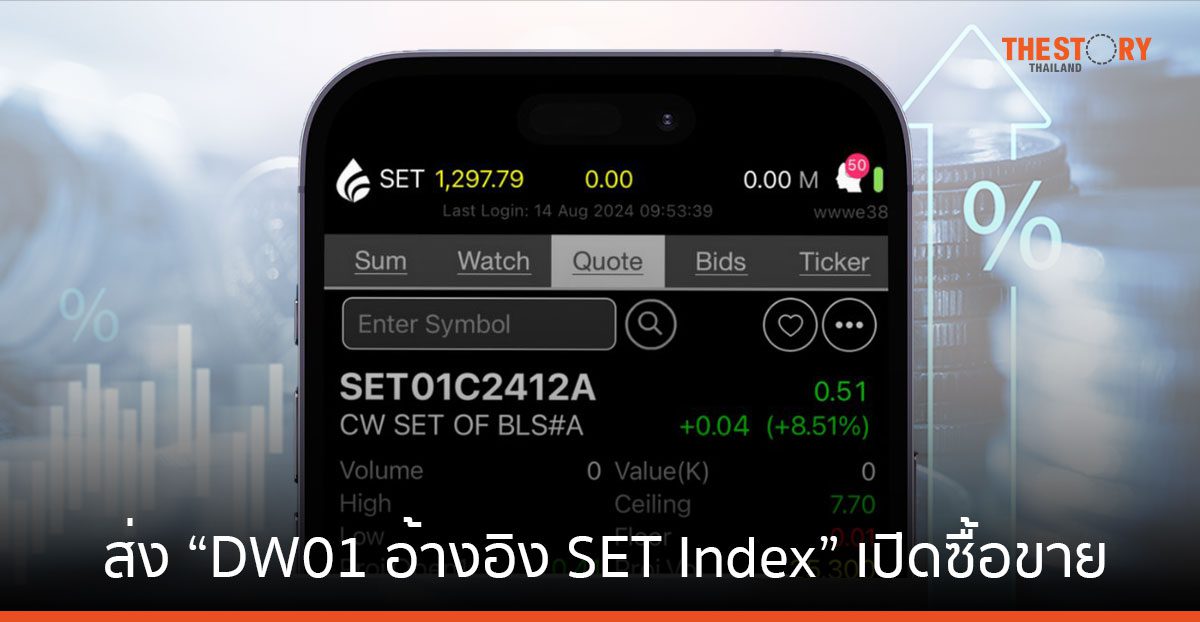 หลักทรัพย์บัวหลวง ส่ง “DW01 อ้างอิง SET Index” เปิดซื้อขายวันแรก 19 ส.ค. 67
